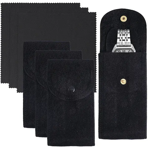 3 Sets Rectangle Velvet Single Watch Storage Bags