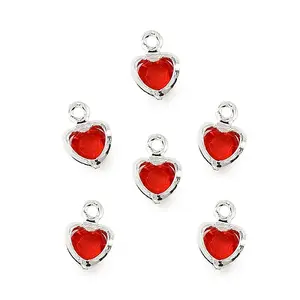 Heart Brass Glass Charms