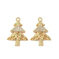 Brass Micro Pave Clear Cubic Zirconia Pendants