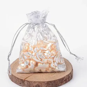 Rose Printed Organza Bags