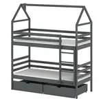 Poschodová posteľ Domček Alex 90x200 grafitová