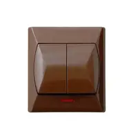 Dvojitý vypínač s osvetlením ŁP-2AS hnedý