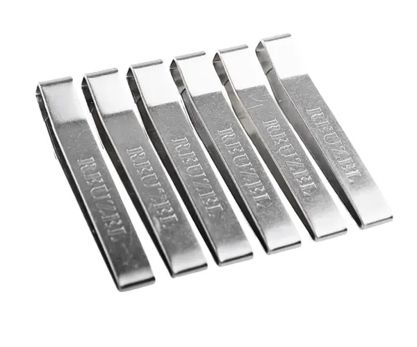 Barber spony na látku pro zapnutí pláštěnky Reuzel Super Barber Cape Cloth Clip - 6 ks, stříbrné
