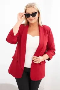 Kesi Włoski Dámska sako Plus Size bez zapínania s podšívkou XL/2XL bordová