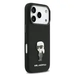Zadní kryt Karl Lagerfeld Liquid Silicone Metal Ikonik pro Apple iPhone 17 Pro, černá