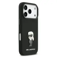 Zadní kryt Karl Lagerfeld Liquid Silicone Metal Ikonik pro Apple iPhone 17 Pro, černá