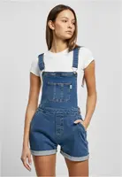 Women's Organic Dungaree Shorts Clear Blue Washed