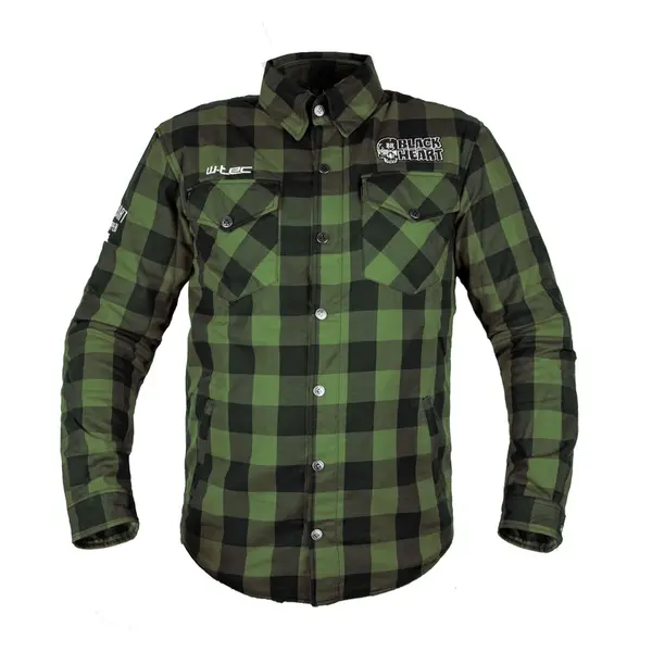 Moto košile W-TEC Black Heart Rattlesneak zeleno-černá kostkovaná 5XL