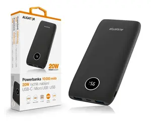 Aligator Power Delivery 20W, 10 000 mAh, černá
