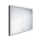 Nimco Zrcadla - Zrcadlo s LED osvětlením, 100x70 cm, dotykový senzor, matná černá ZPC 13004VX-90
