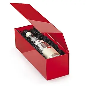 Dárková krabice na víno s magnetickým uzávěrem 100x100x330mm, červená