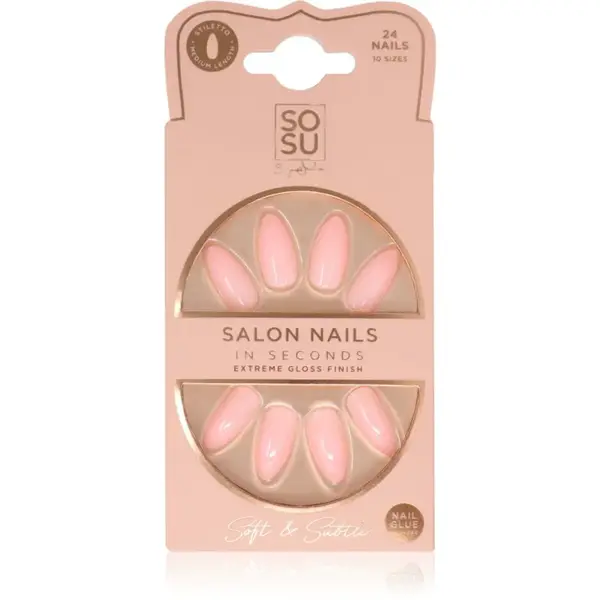 SOSU Cosmetics Salon Nails umělé nehty odstín Soft & Subtle 24 ks