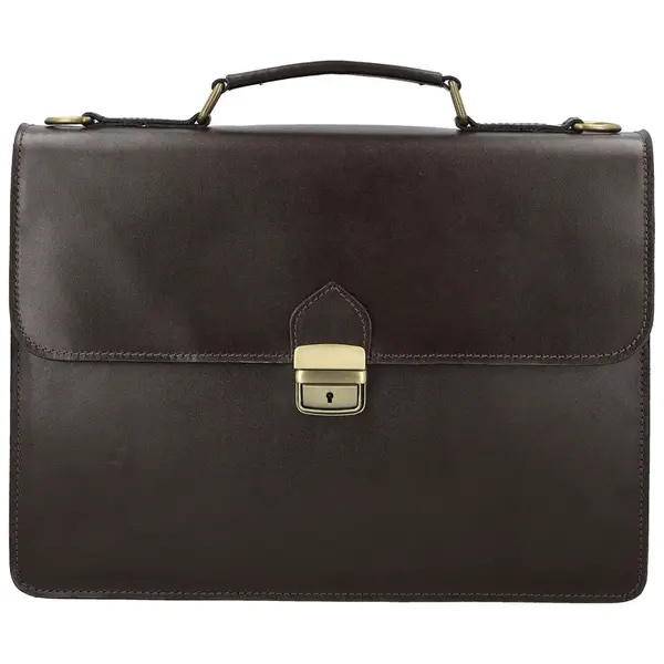 Luxusní pánská kožená aktovka Delami Vera Pelle Cornel, tmavě hnědá