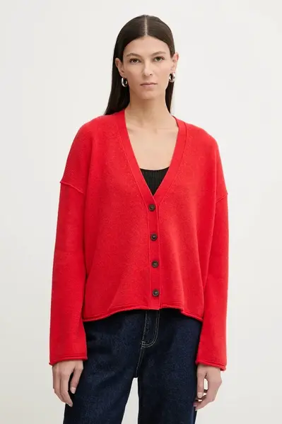 Vlněný kardigan Marc O'Polo dámský, červená barva, 600605461119