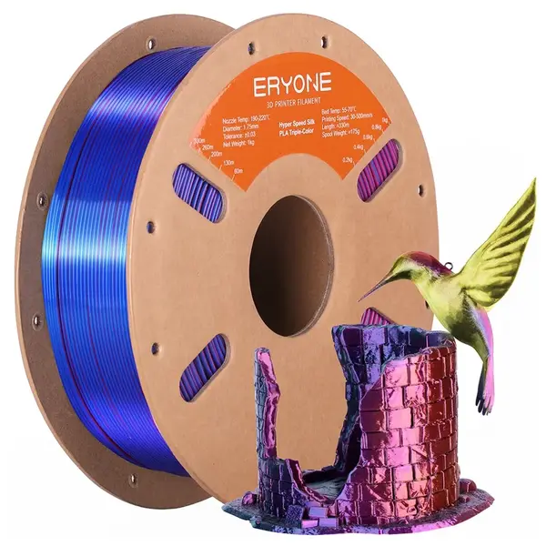 ERYONE High Speed Silk Tri-color PLA Filament 1kg Red & Yellow & Blue