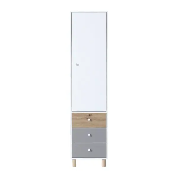 Regál Faro FR4 Dveře: Bílá / Dub artisan / Šedá