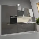 Kuchyňská linka 280 cm Lara 3 Barva korpusu: Bílá, Barva dvířek: Šedý lesk