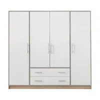 Šatní skříň Smart SR1 Dveře: Dub sonoma / Bílá, Varianta: Bez zrcadla