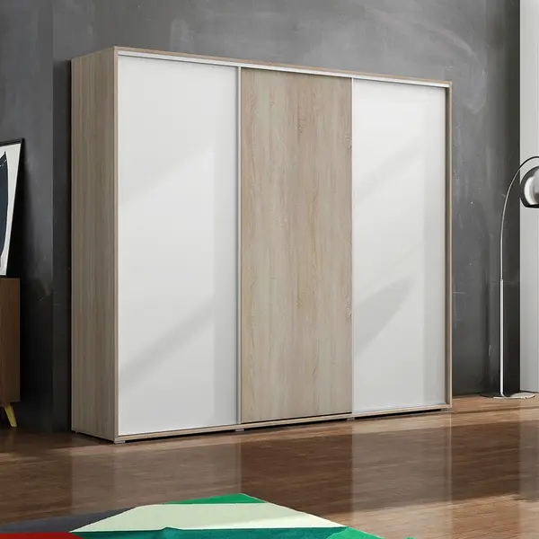 Šatní skříň Ska A24 XL Economy Barva korpusu: Dub - sonoma, Rozměry: 250 cm, Dveře: Dub Sonoma – Bílý mat