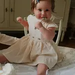Dětské bavlněné šaty Konges Sløjd CELEBRATION AALIYAH BABY SET GOTS béžová barva, mini, KS103577