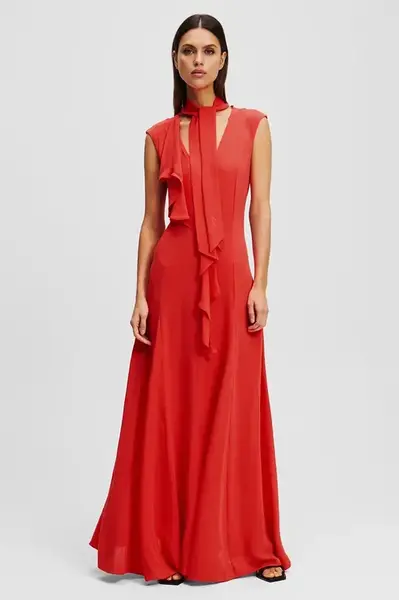 Šaty Karl Lagerfeld červená barva, maxi, A2W13011