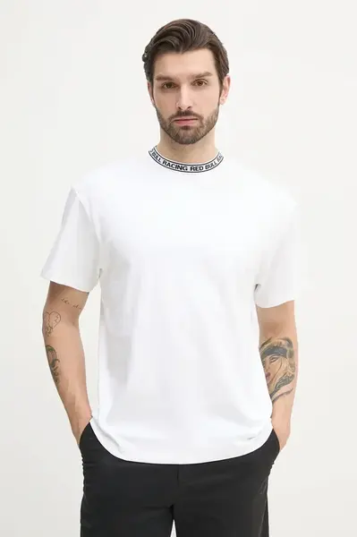 Bavlněné tričko Red Bull Racing x Pepe Jeans BRANDED COLLAR TEE bílá barva, RM500021