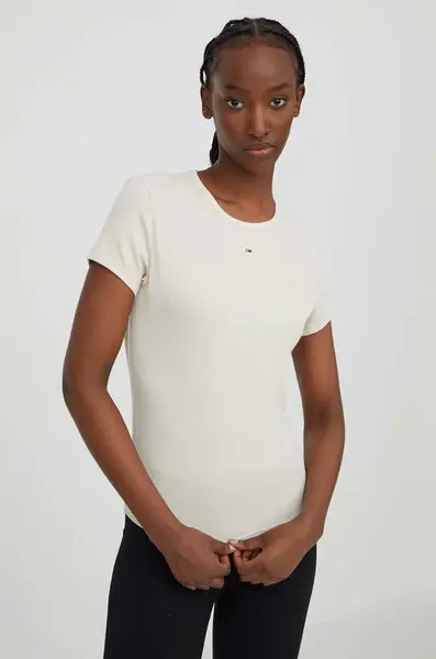 Tommy Jeans basic tričko dámske bavlnené s elastanom