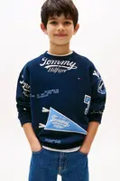 Dětská mikina Tommy Hilfiger tmavomodrá barva, vzorovaná, KB0KB09804