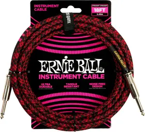 Ernie Ball Braided Instrument Cable 18' Red Black