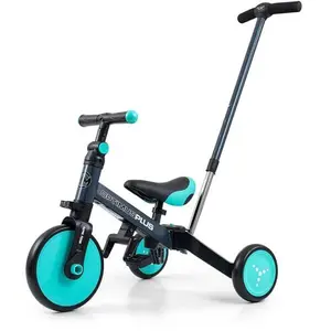 MILLY MALLY OPTIMUS PLUS 4v1 Dětská tříkolka s vodící tyčí, tmavě zelená, velikost