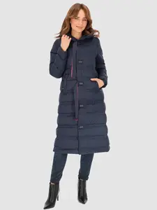 PERSO Woman's Long insulated women's coat with a hood
