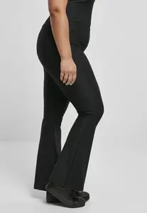 Women's leggings with a high waist and ribbed cut black