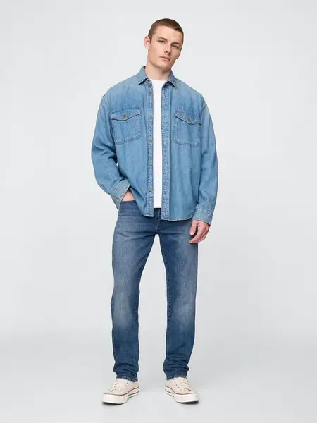 GAP Džíny slim straight faded medium - Pánské
