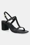 Kožené sandály Tommy Hilfiger LEATHER BLOCK HEEL SANDAL černá barva, FW0FW08532