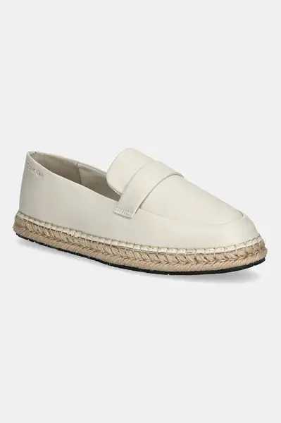 Kožené espadrilky Calvin Klein ESPADRILLE W/CK HW - LTH