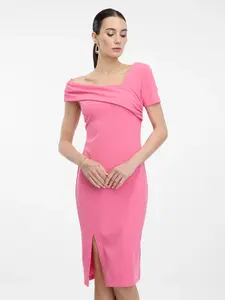 Ružové puzdrové midi šaty ORSAY