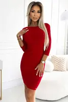 529-3 ELEONORA classic dress with a cutout on the back - red with glitter