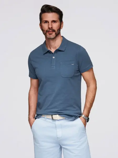 Ombre Men's polo t-shirt with decorative buttons