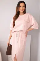 Dvouvrstvový set s blúzkou a midi sukňou