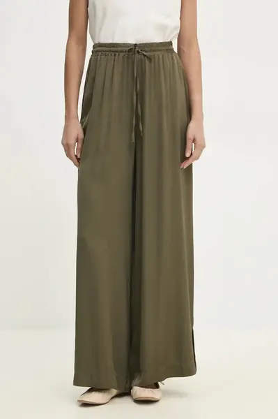 Kalhoty Answear.LAB dámské, zelená barva, široké, high waist