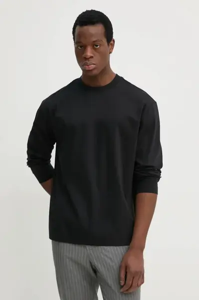 Bavlněné tričko s dlouhým rukávem BOSS C-Tubby 11 černá barva, 50531331