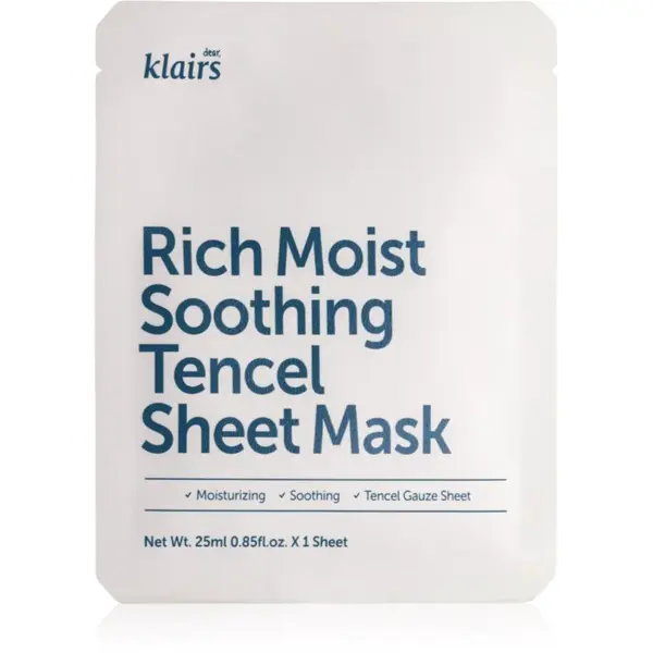Klairs Rich Moist Soothing Tencel Sheet Mask zklidňující plátýnková maska s hydratačním účinkem 25 ml
