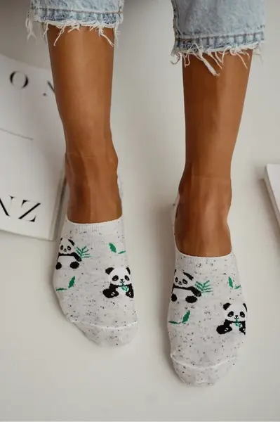 Milena dámske micro ponožky Panda svetlosivé