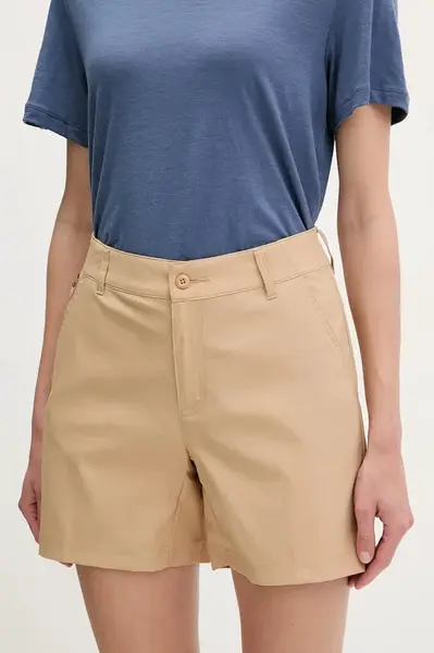 Outdoorové šortky Columbia Leslie Falls zelená barva, medium waist, 2126061