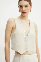 Vesta s příměsí vlny Forte Forte béžová barva, jednořadá, 13530bis.my jacket