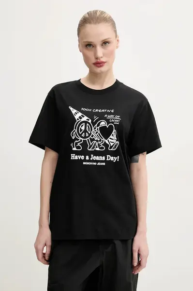 Bavlněné tričko Moschino Jeans černá barva, 0714 3732