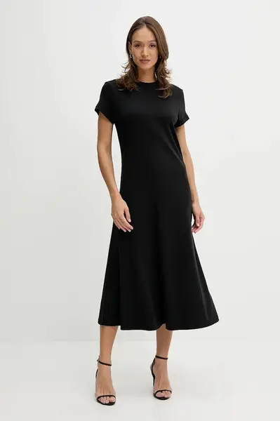 Bavlněné šaty Tommy Hilfiger černá barva, maxi, WW0WW46710