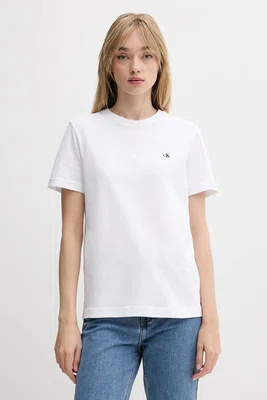 Bavlněné tričko Calvin Klein Jeans dámské, bílá barva, LV047B224G