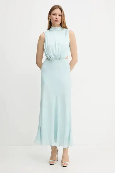 Šaty Bardot tyrkysová barva, maxi, 59868DB