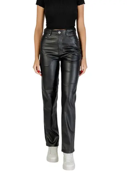 Černé kožené kalhoty Only